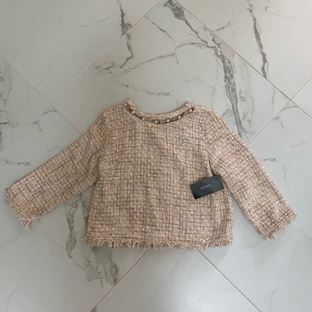 Zara pink tweed top